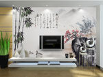 家居电视墙画样机图