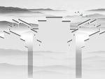 3D新中式马头墙背景
