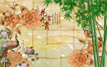 花开富贵玉雕背景墙