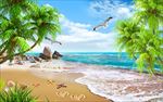唯美简约大海椰树沙滩背景墙