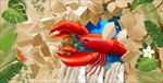 3D手绘小龙虾装饰画背景墙