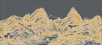 新中式山水柔美线描壁画