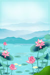 春夏荷花背景素材