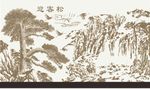 迎客松 山水瀑布矢量图