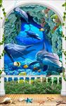 简约3d拱门洞穴海底世界
