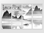 新中式写意抽象山水背景移门