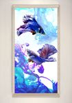唯美蓝色孔雀鱼水墨装饰画