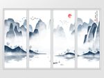 新中式意境抽象水墨山水移门