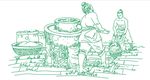 水磨 石磨 农民 矢量农民 线