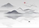 新中式水墨山水湖光山色电视背景