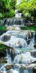 流水生财瀑布鲤鱼天鹅山水玄关