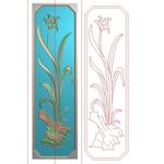 竖板兰花背板竖花草精雕图浮雕图