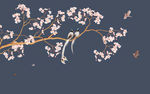 手绘梅花花鸟