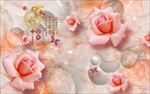 玉雕玫瑰花家和富贵背景墙