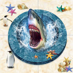 海洋世界鲨鱼3D立体画地板画瓷