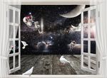 窗外梦幻星空3D立体背景墙壁画