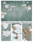 工笔玉兰花卉壁画