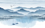 新中式水墨山水画背景墙