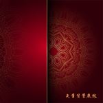 矢量欧式金色花纹红色背景底纹