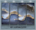金线山水新中式装饰画