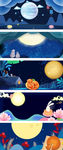 淘宝天猫中秋节唯美夜色海报背景