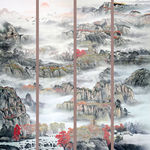 四屏国画