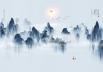 中国风抽象山水背景墙