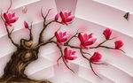 高清玉兰花电视背景墙