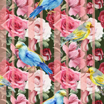 家纺床品服装印花水彩花鸟图案