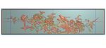 牡丹花鸟抽斗围板精雕浮雕灰度