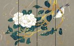中式工笔花鸟手绘背景墙
