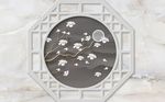 中式简约意境白色玉兰背景墙