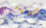 水墨水彩意境山水背景墙