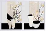 简约布艺浮雕花卉二联装饰画