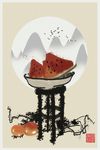 中国风水墨水果装饰画
