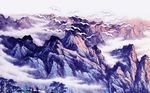 中式山水风景油画背景墙