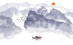 中式水墨山水画背景墙