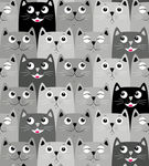 卡通猫咪矢量无缝图案