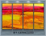 重彩金线山水抽象油画