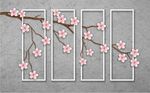 创意桃花立体白框背景墙