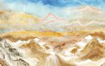 蓝色金砂大理石纹山水背景墙壁画