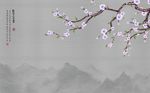 简约富贵花开背景墙