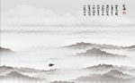 抽象线条飞鸟水墨山水背景墙