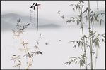 新中式水墨山水竹报平安电视背景