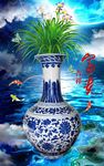 青花瓷梅花花朵花卉花瓶中式玄关