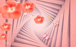 时尚鲜花3D电视背景墙