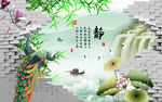 江南韵3D电视背景墙
