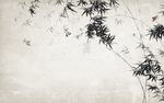 新中式水墨竹子小鸟背景墙壁画