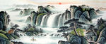 旭日东升 山水画