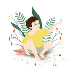插画人物植物
